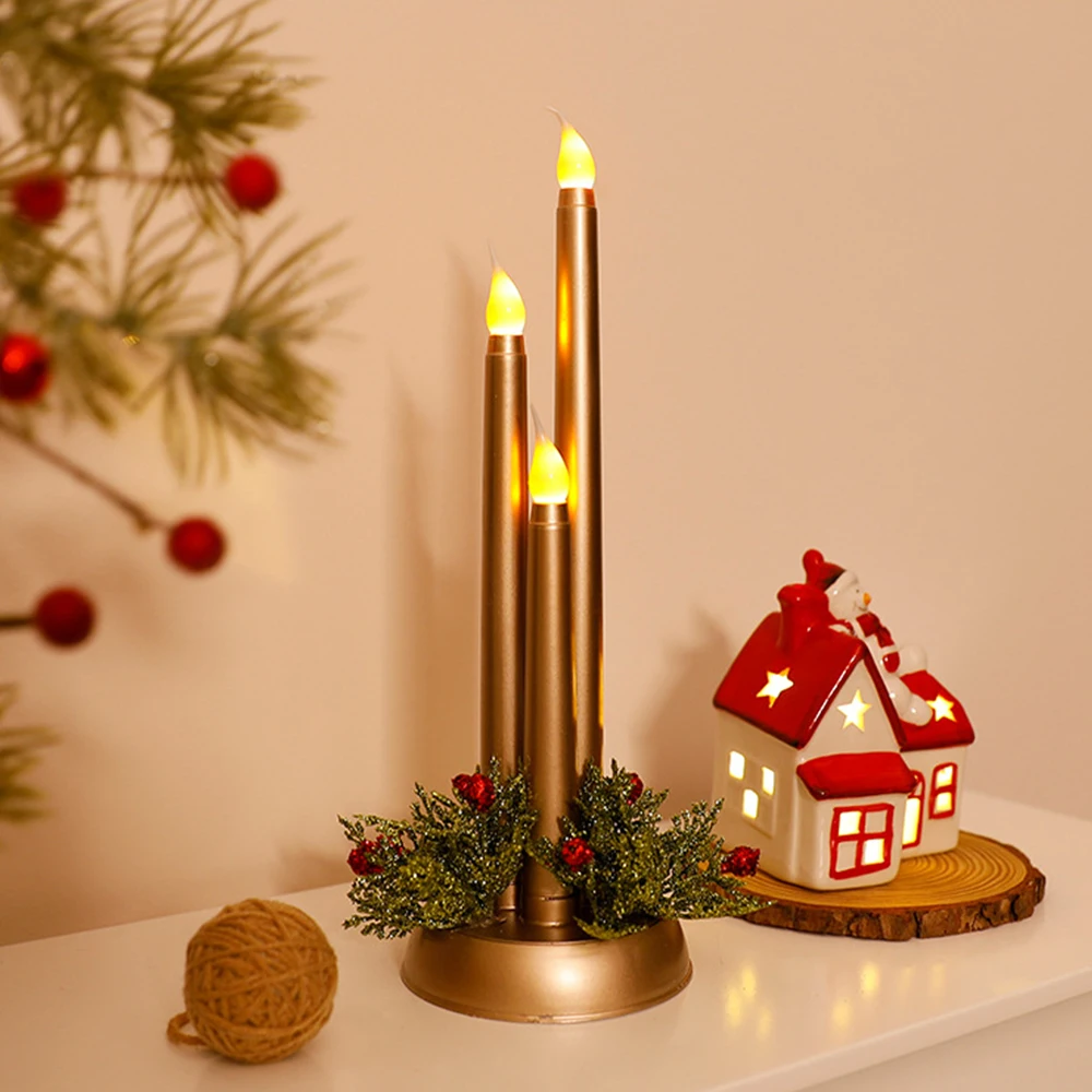 2025 نمط جديد LED شمعة إلكترونية محاكاة عيد الميلاد الدعائم السلس شمعة طويلة زينة عيد الميلاد #3