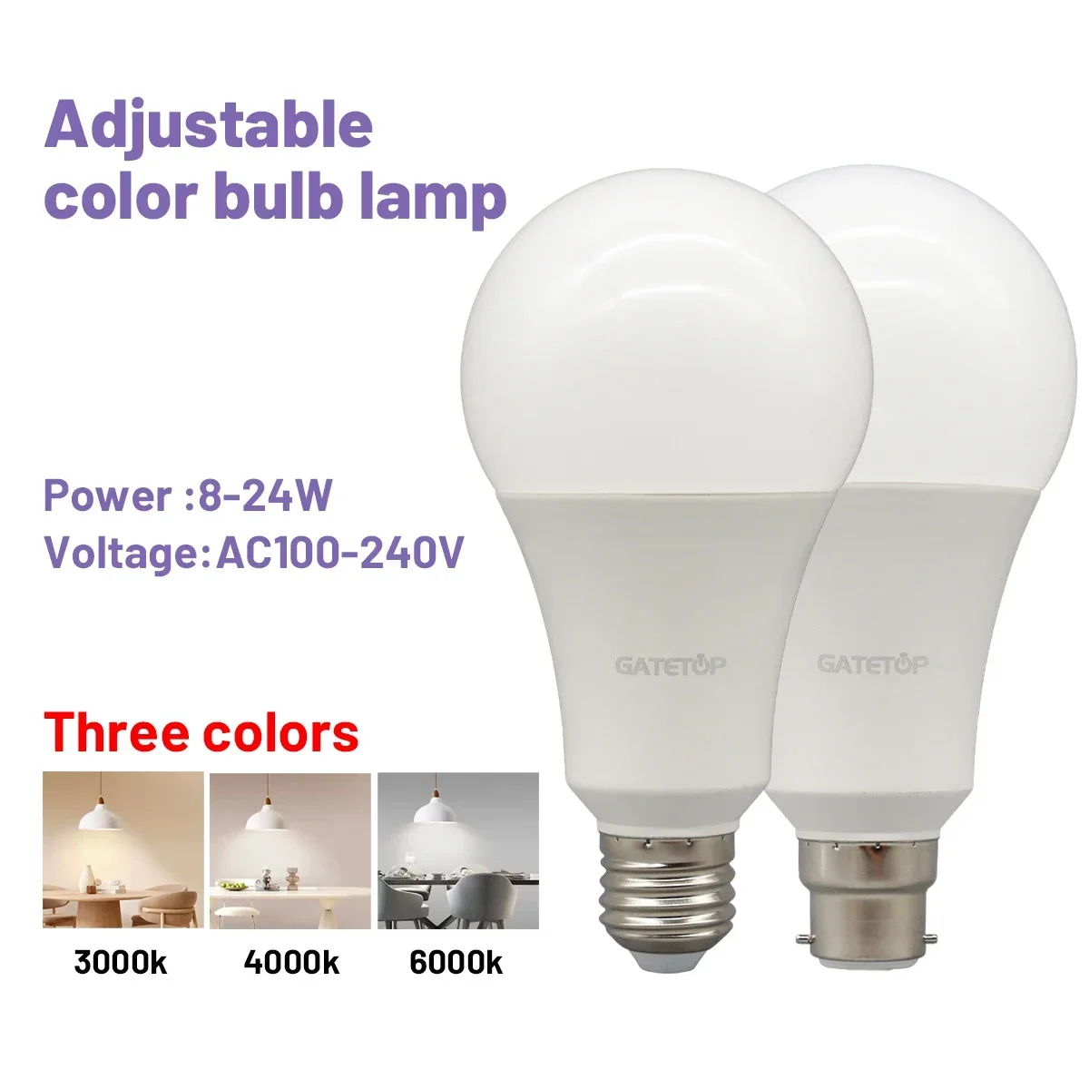 1-20pcs LED 3 Color adjusted Bulb AC110V 220V E27 B22 base （3000K 4000K 6000K） Light Bulb 3CCTMemory Function Color Temp Reset