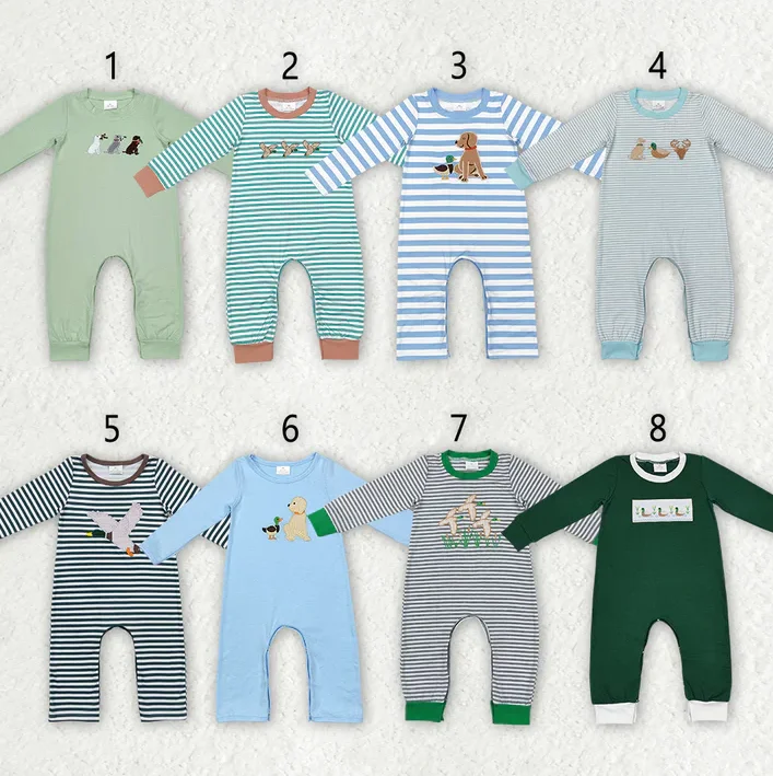 

Newborn Baby Romper High Quality Toddlers Hunting Embroidery Long Sleeve Jumpsuit