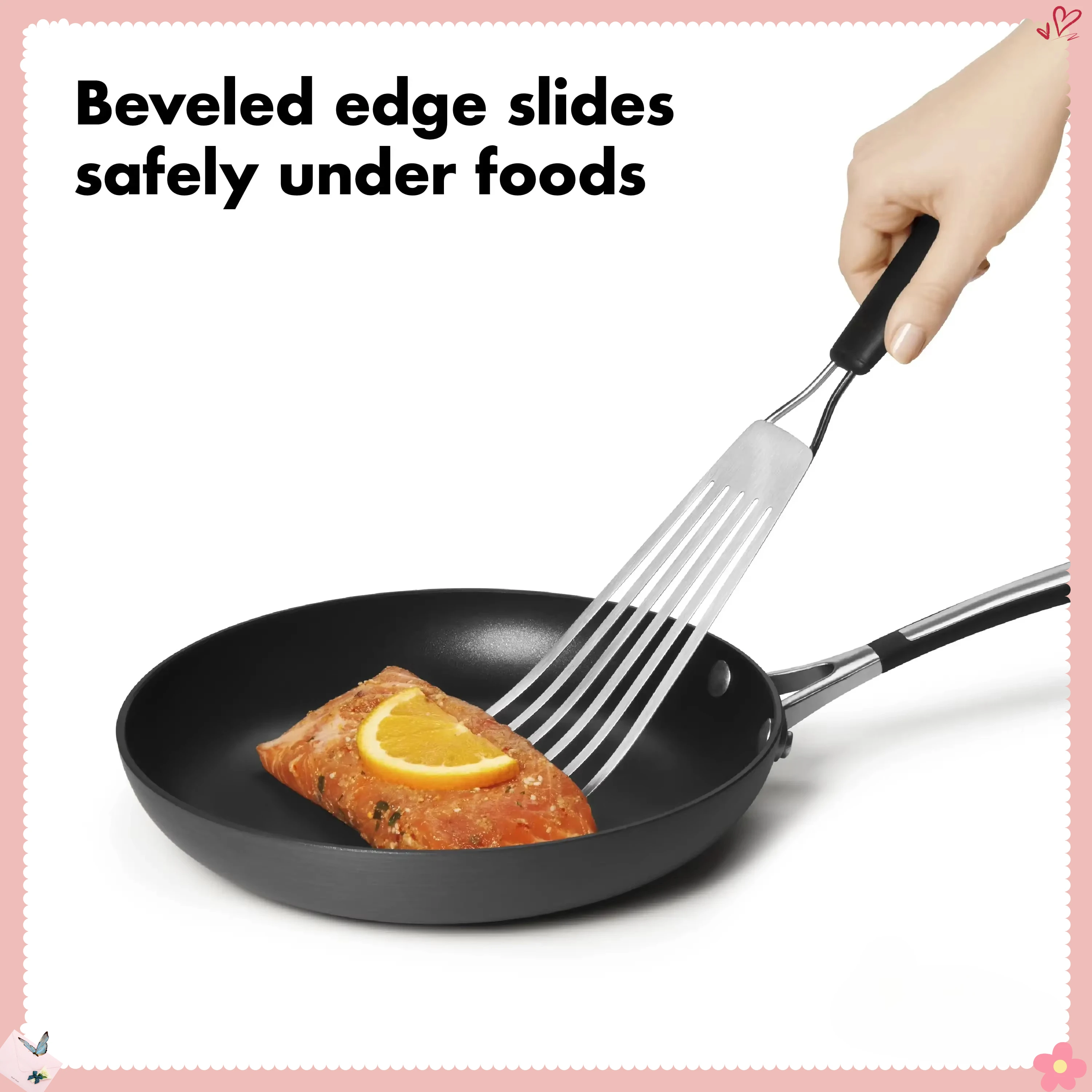 

13-дюймовая профессиональная лопатка для переворачивания рыбы с очень большим лезвием из нержавеющей стали для гриля, барбекю и посуды с антипригарным покрытием