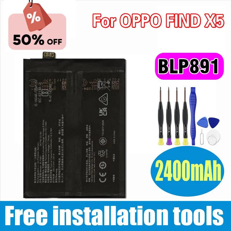 

FIND X5 New Replace Battery BLP891 2400mAh High Quality Battery for OPPO FIND X5 with Free Tool Original Battery OPPO FIND X5