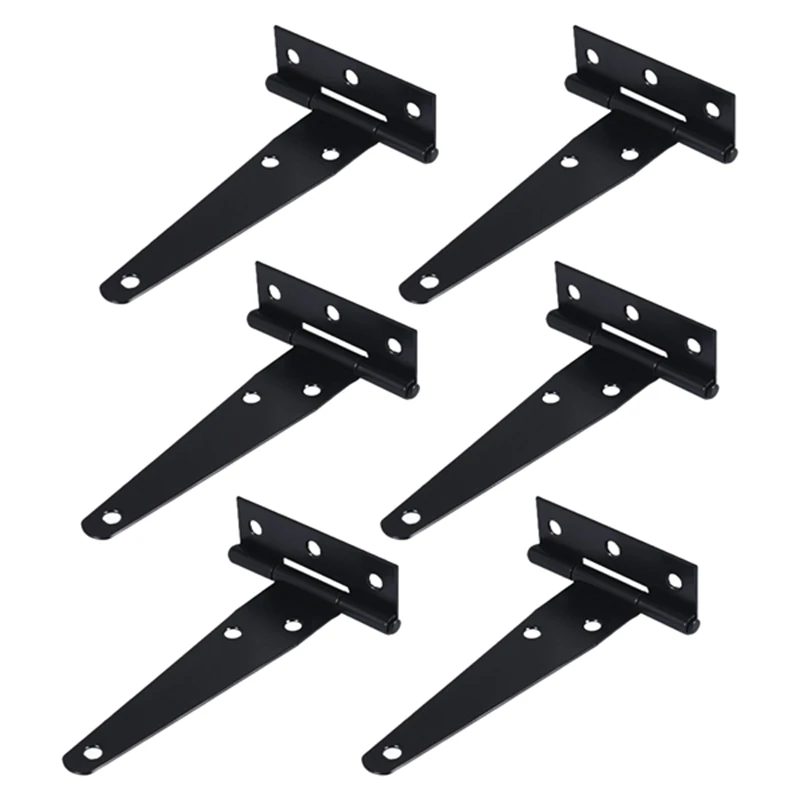 

ABYL 6 PCS 4 Inch T-Strap Hinges Rustic Gate Strap Hinge Rustproof Gate Door Black Hinges for Windows, Fence and Barn Gates