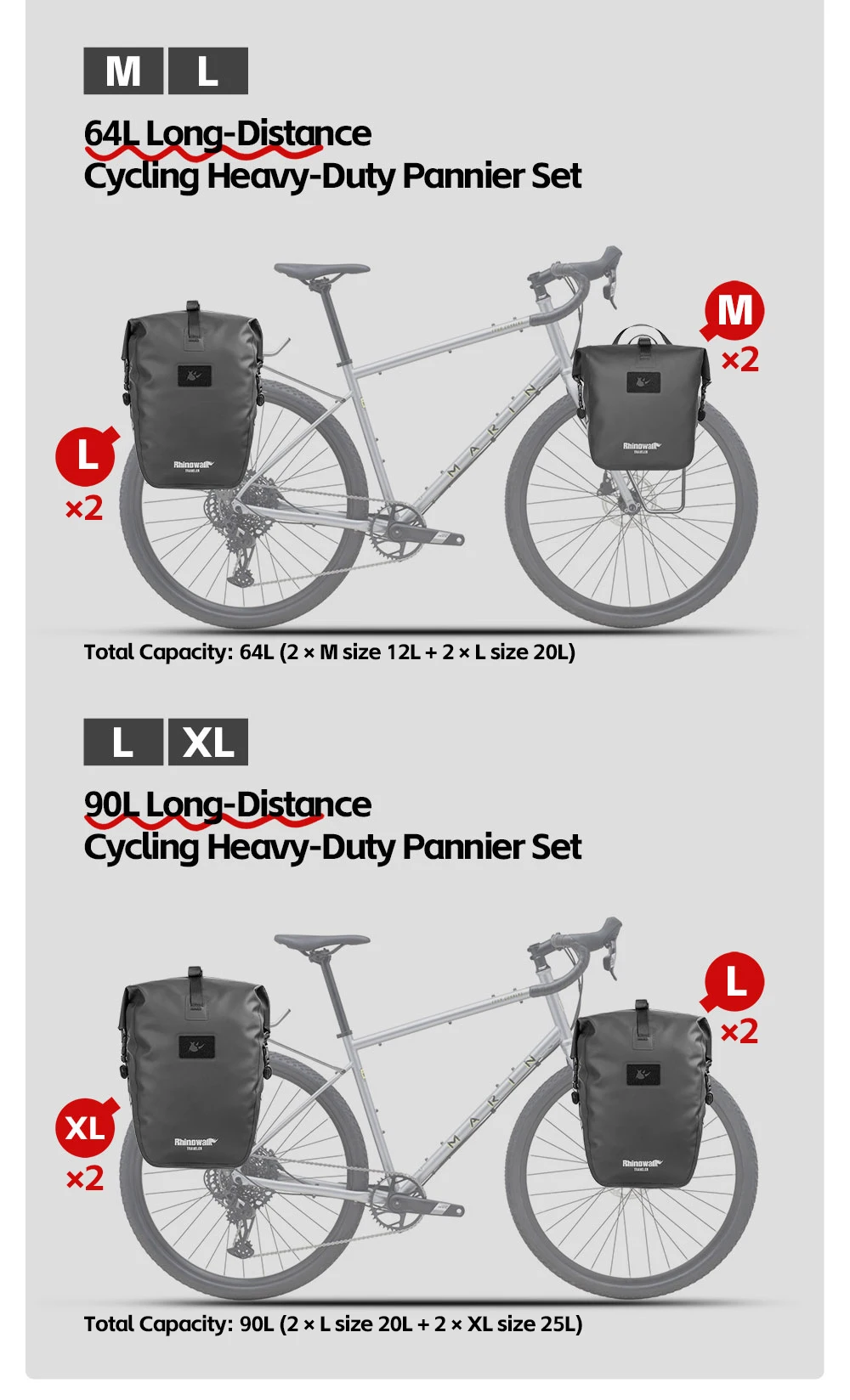 Rhinowalk Fahrradtasche, Schnellverschluss, wasserdicht, Fahrradträger, Seitentasche, Gepäcktasche für Rennrad, MTB, Touren und Klappfahrrad – Detail 21