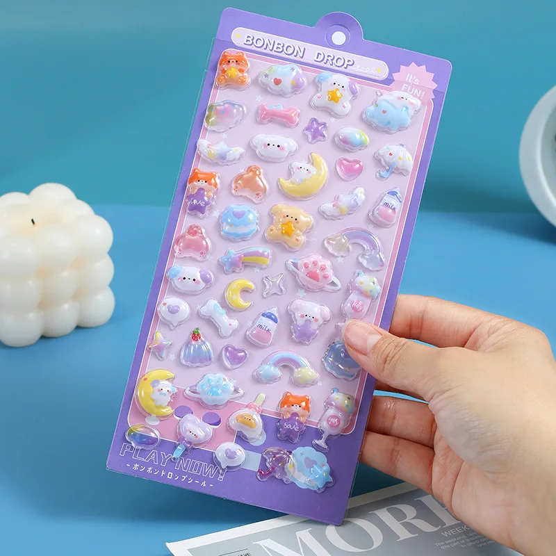 سانريو لطيف كورومي ملصقات ثلاثية الأبعاد سينامورول بلدي ميلودي الكرتون المحمول الإبداعية الديكور شفافة هلام ملصق فتاة الهدايا #4