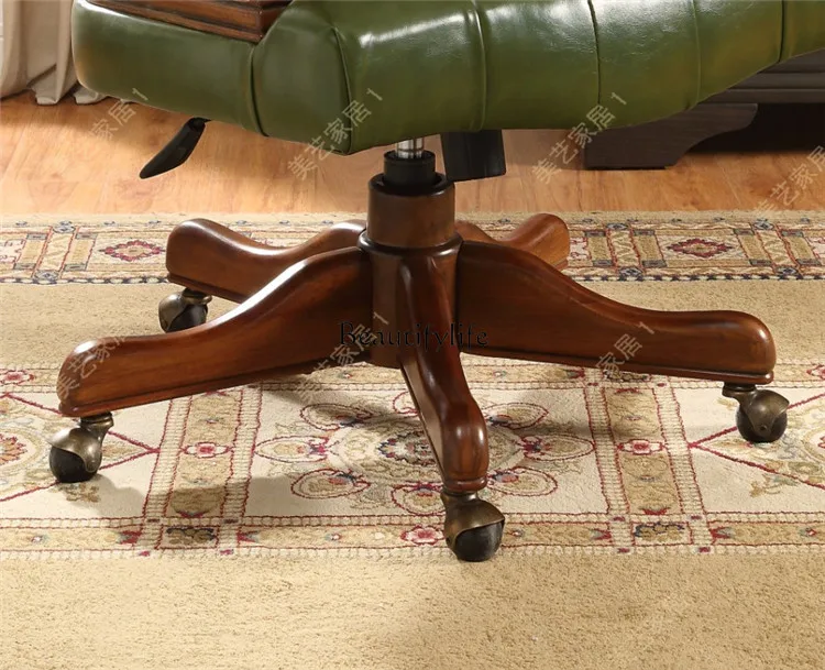 European boss chair office home computer leather solid wood lifting desk chair