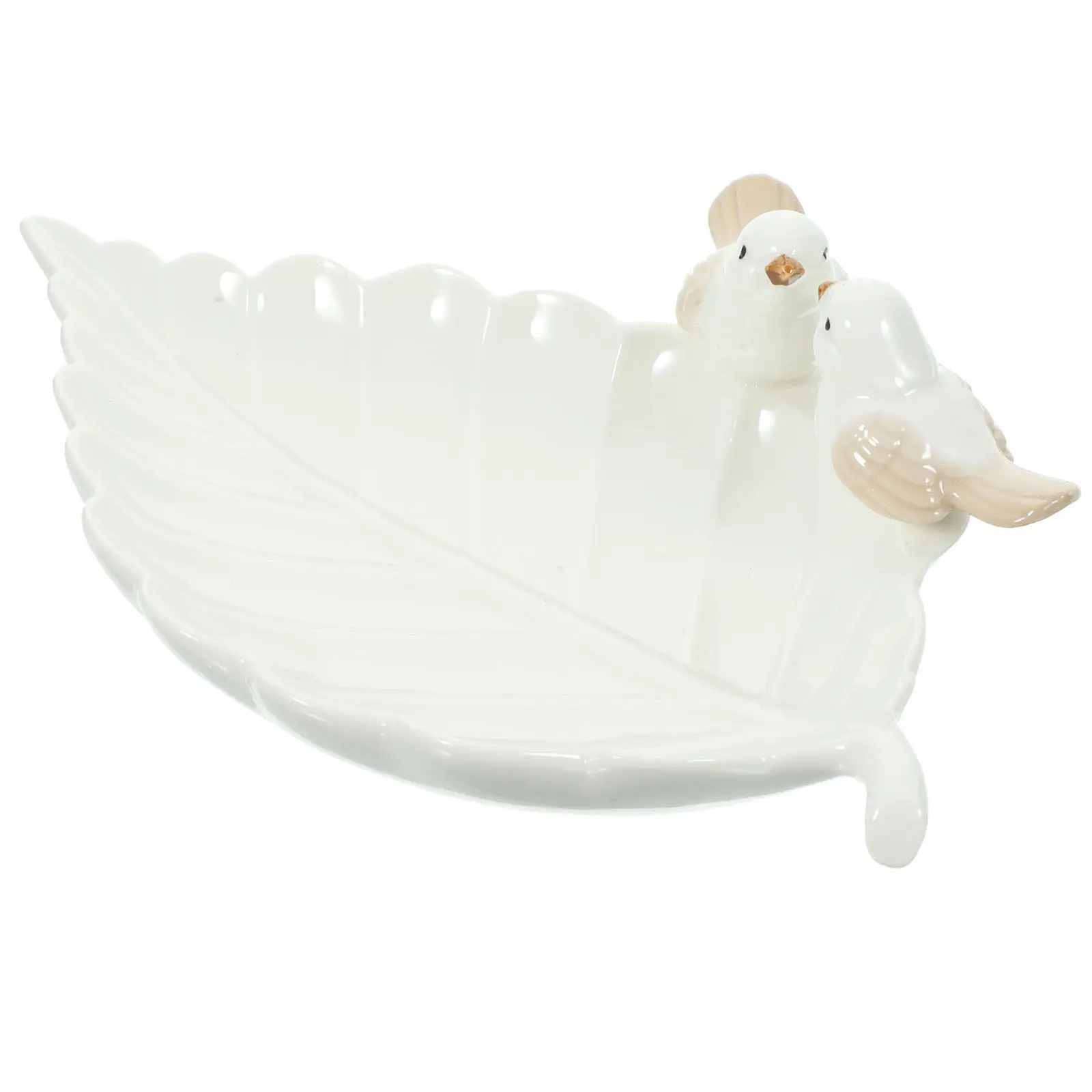 

Ceramic Bird on Leaf Jewelry Display Tray Fine Workmanship Ring Dish Earrings Holder Jewelry Storage Organizer for Bedroom