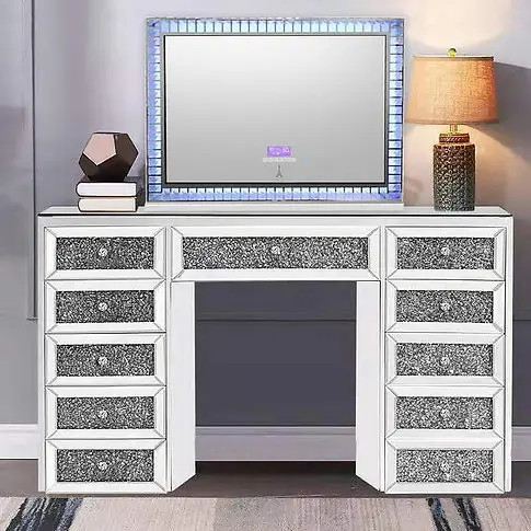 

glass diamond wall dressing table bedroom dressing table multi-functional locker storage