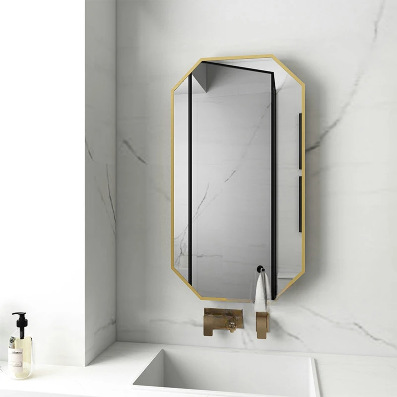 Homestay, bathroom mirror, make-up mirror, hotel wall mirror, wash basin, light luxury simple toilet, special-shaped octagonal