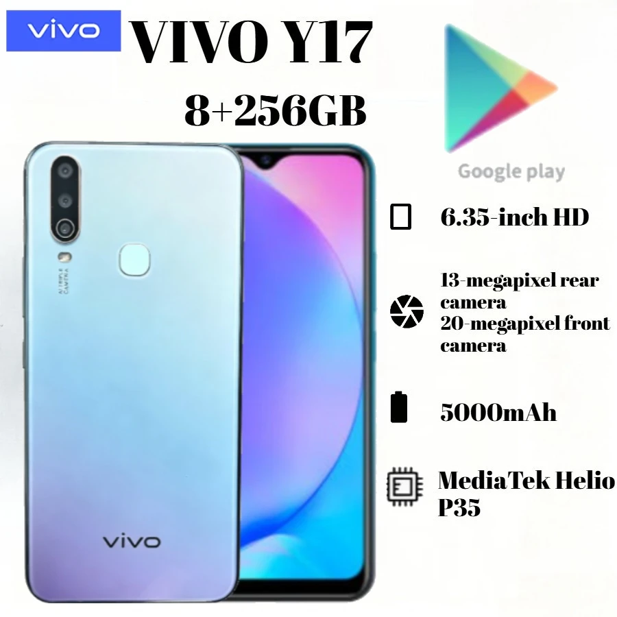 2026 vivo Y17 4G Smartphone, 6.35-inch HD+ LCD screen, 5000mAh high-capacity battery, 3.5mm headphone jack