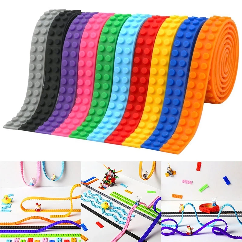 93CM 2x115 Dots Strip Tape Building Blocks Baseplate Toy Adhesive Tape Kids DIY Base Plate Sticky Backing Tape Silicone Blocks
