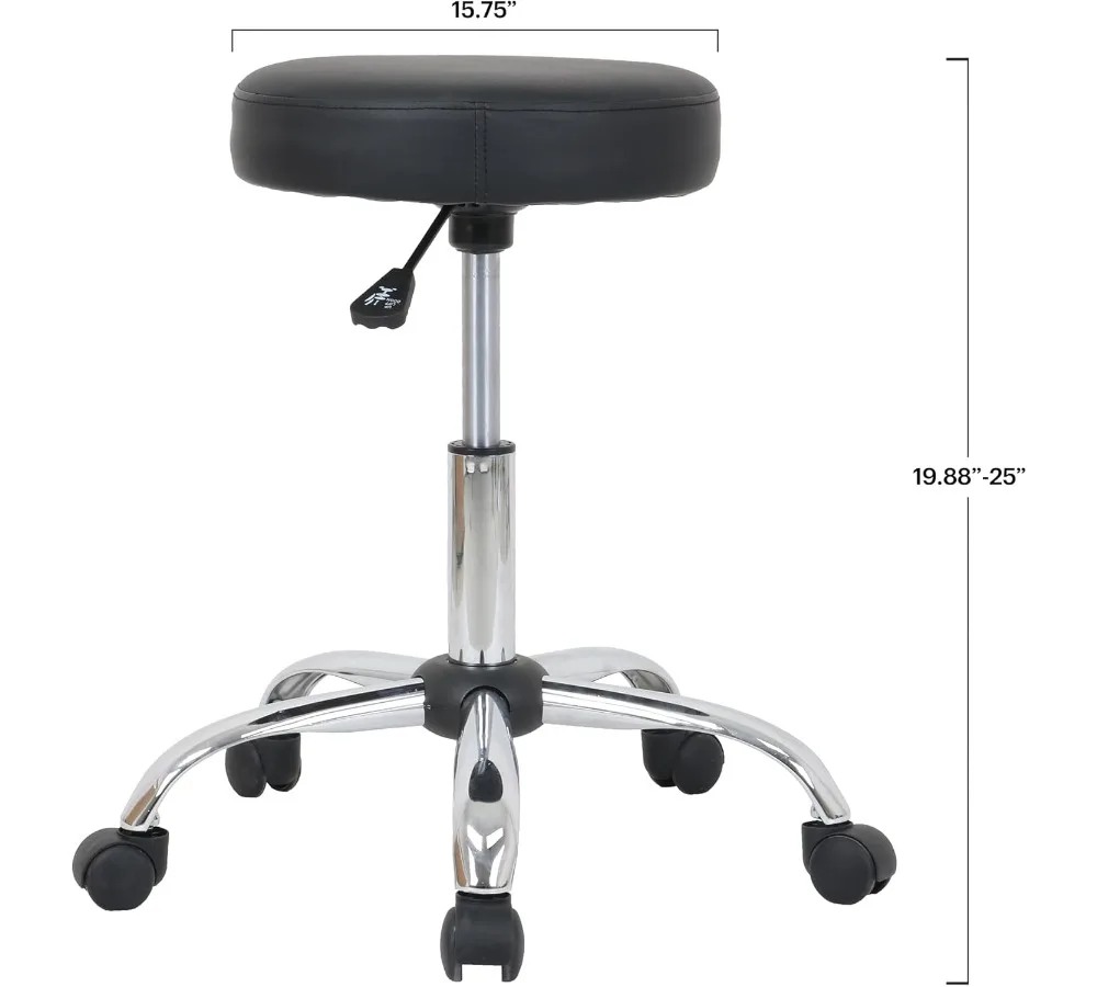 مقعد صياغة قابل للتعديل مع عجلات، كرسي مكتب دوار للمنزل وأماكن العمل، تصميم مريح باللون الأسود