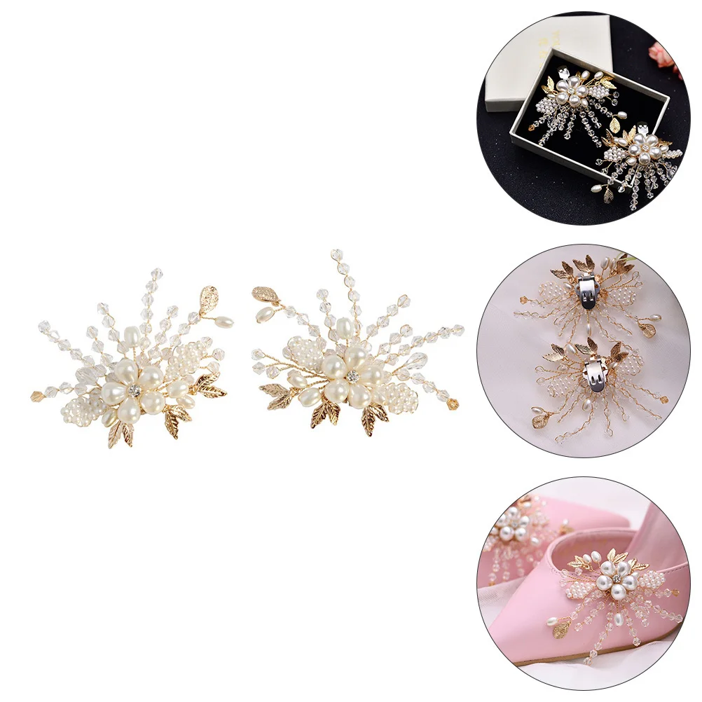 2pcs Shoe Clips Wedding Pearl Buckles For Women High Heel Sandals Decorative Bridal Shoes Accessories Party Prom Evening Wear