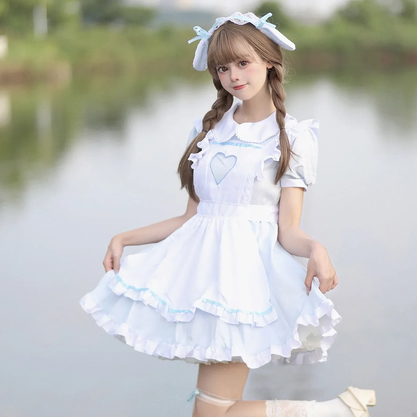 

Halloween Role Play Women Girls Lolita Daily Suit Rabbit Maid Cosplay Cute Japan Style Outfit Housemaid Blue Cosplay Costume