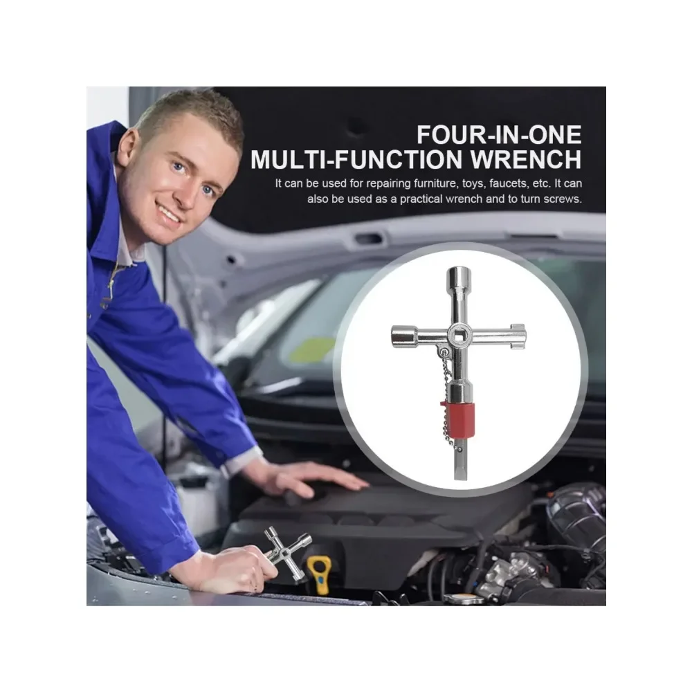 4 In 1 Cross Triangular Key Wrench High Quality Triangle Cross Key Wrench Portable for Elevator/Electric Cabinet/Train Cabinet