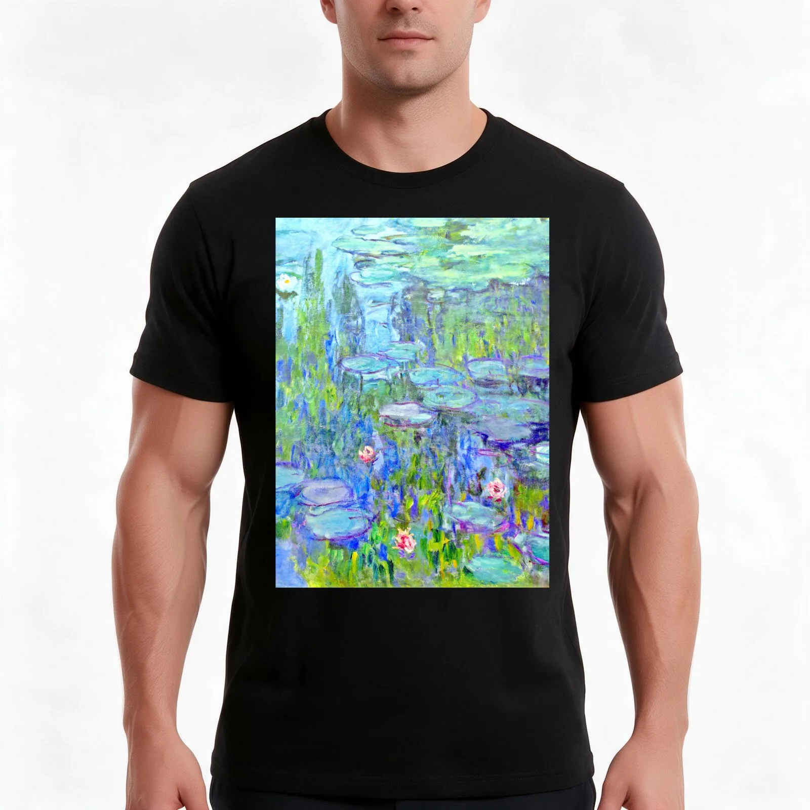 Water Lilies moneT T-Shirt Summer Casual Cotton Tee Oversized Streetwear Tops Vintage Graphic Print Loose Fit Short Sleeve