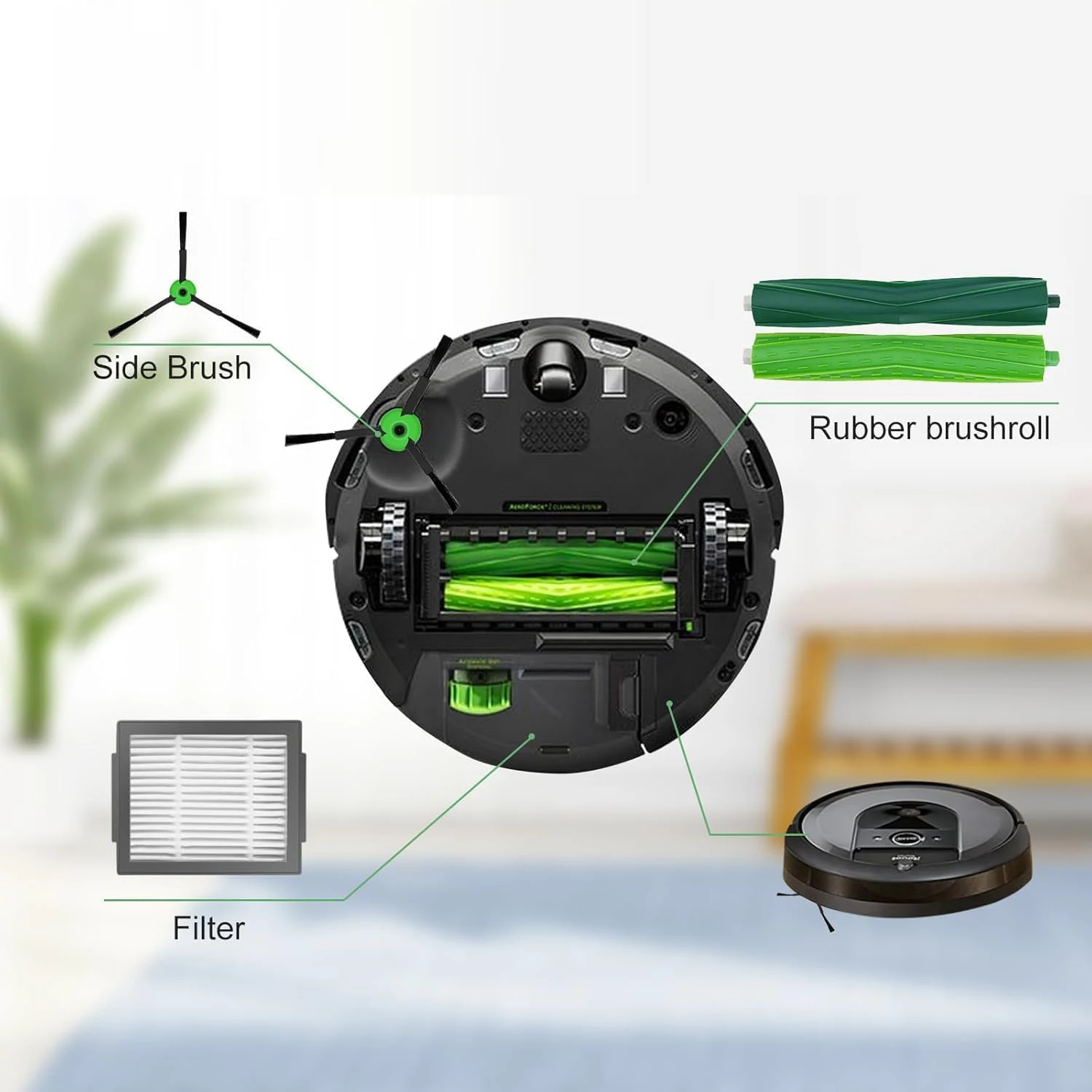 Piezas de repuesto compatibles con iRobot Roomba E I J Series E5 E6 i7 i6 i1 i2 i3 i3 + i4 i8 filtro de Cepillo Lateral 