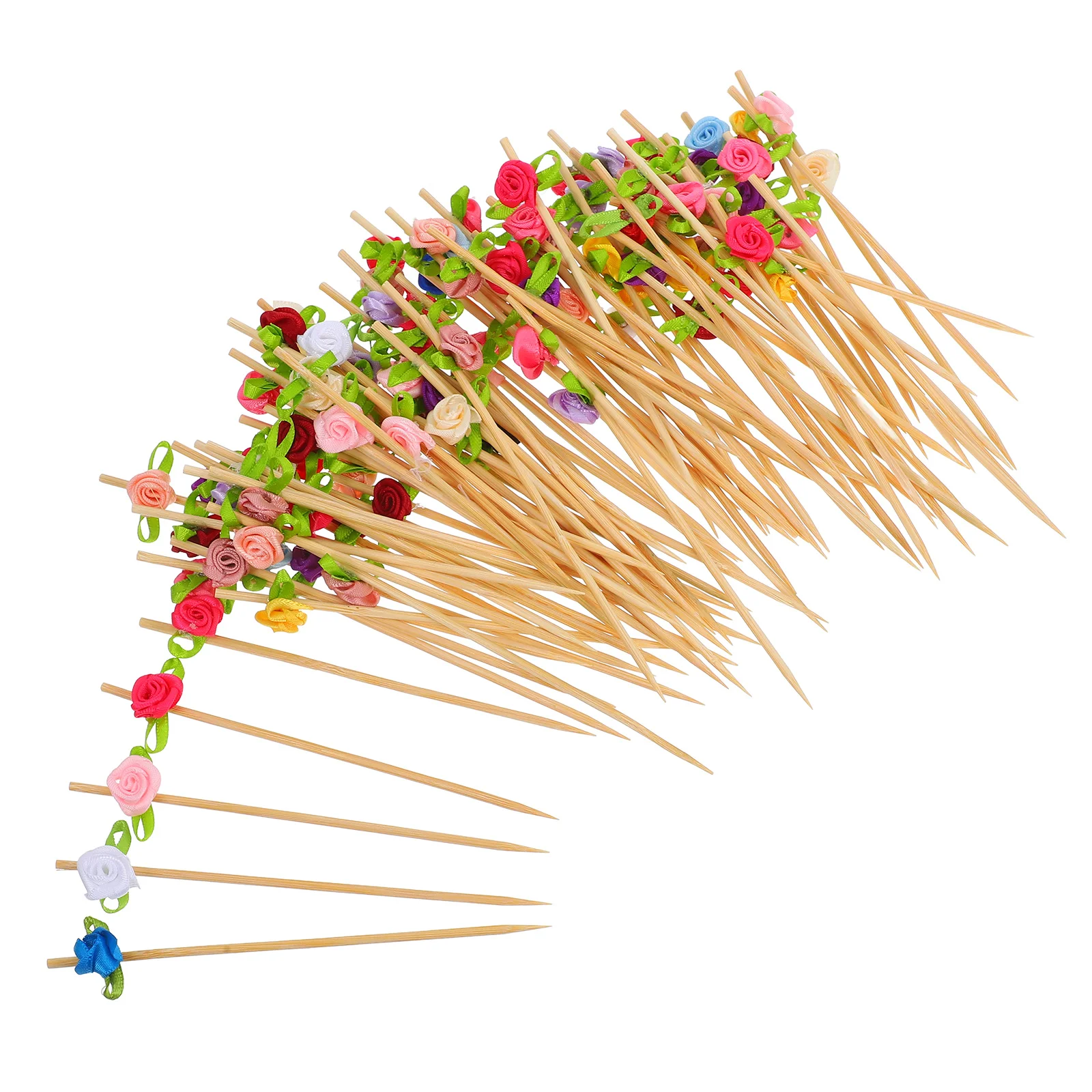 

100Pcs Rose Flower Toothpicks Wooden Appetizer Picks for Parties Tea Sandwich Baby Shower Cake Toppers Cocktail Garnish
