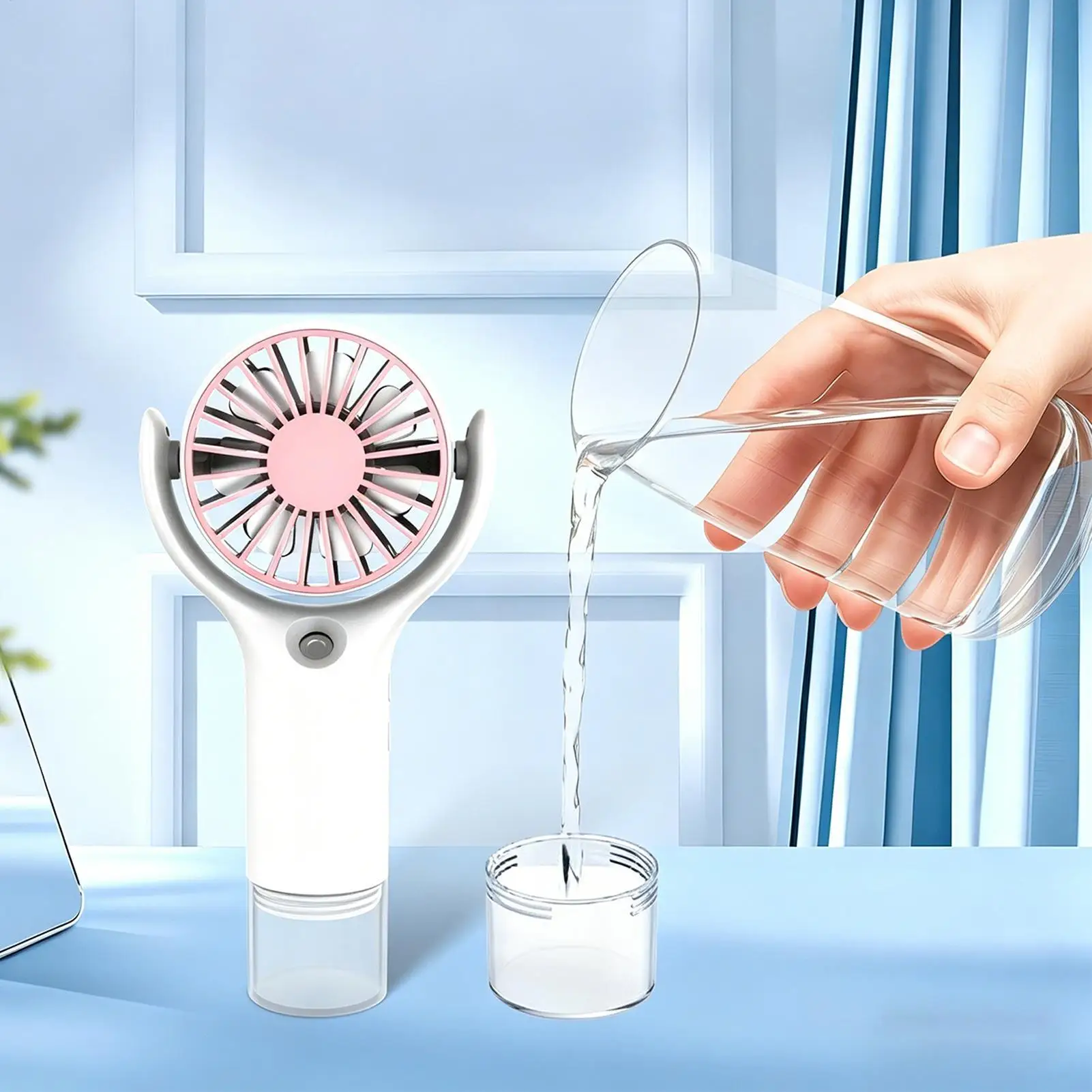 Portable Water Mist Fan Mini Handheld Fan USB Charging Spray Fans Portable Personal Hand Held Small Cooling Fan for Outdoor - view 4