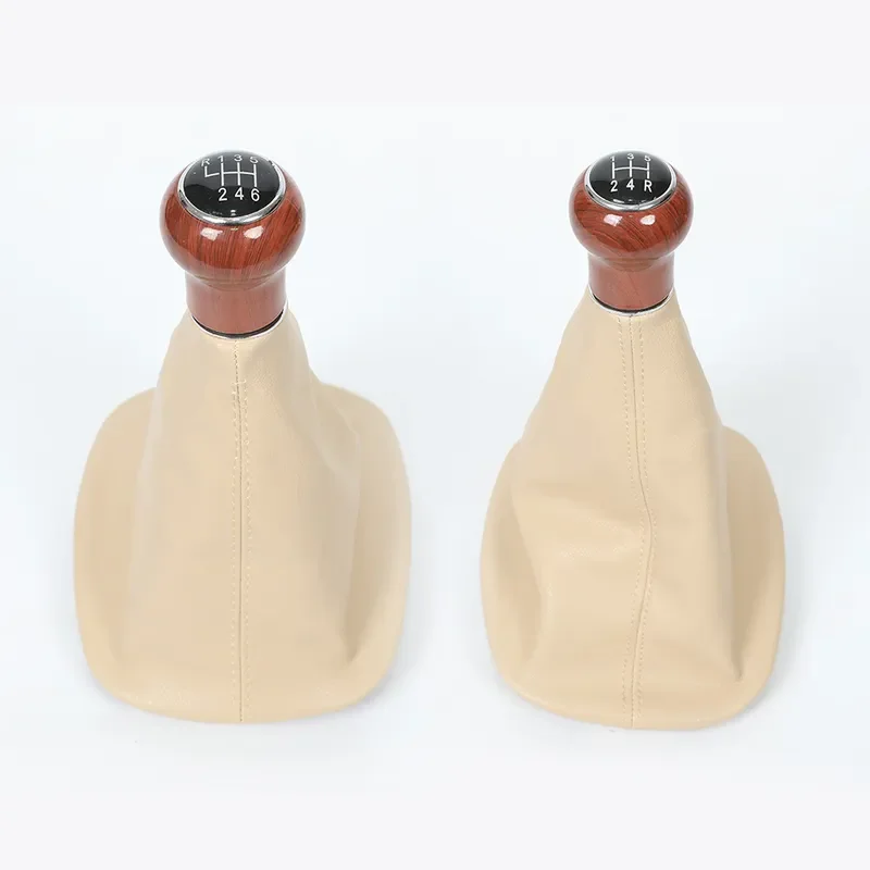 for Volkswagen Passat B5 Beige Wood Grain Shift Knob Cover Set Transmission Lever Gear Head Dust Cover Car Interior