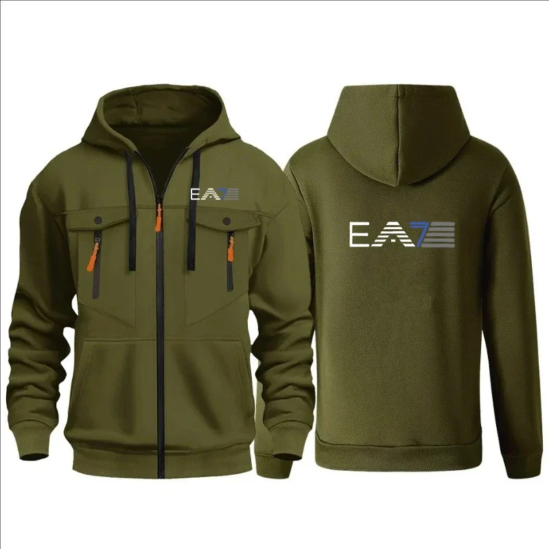 

New men's casual hoodies and sweatshirts for autumn and winter 2025, fashionable outdoor windproof and warm men's clothing