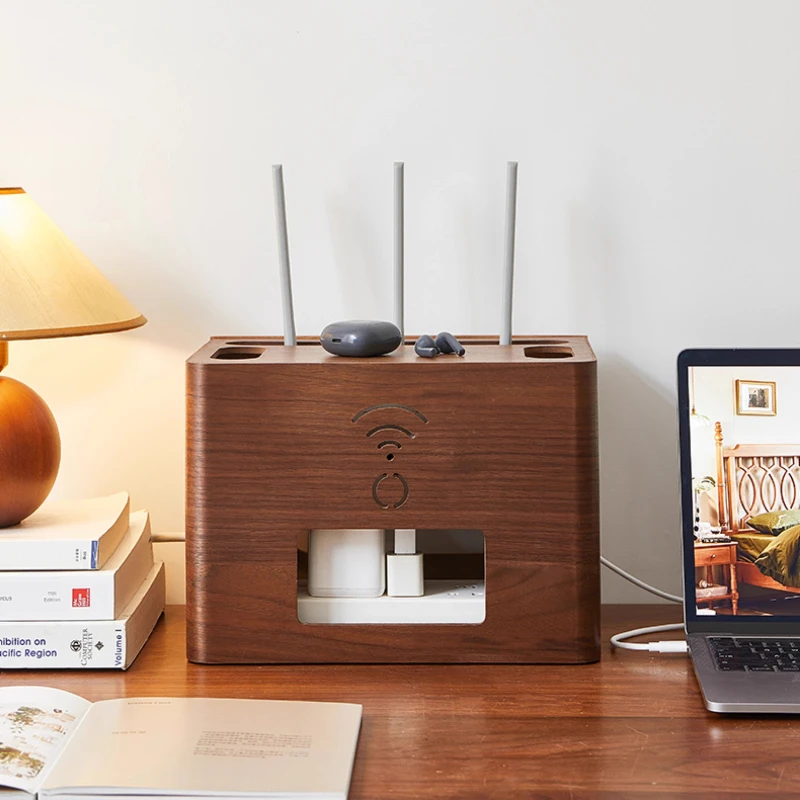 Upscale WiFi Router Storage Box Desktop Plug Socket Holder Neat Electrical Management Box Power Strip Cable Organizer