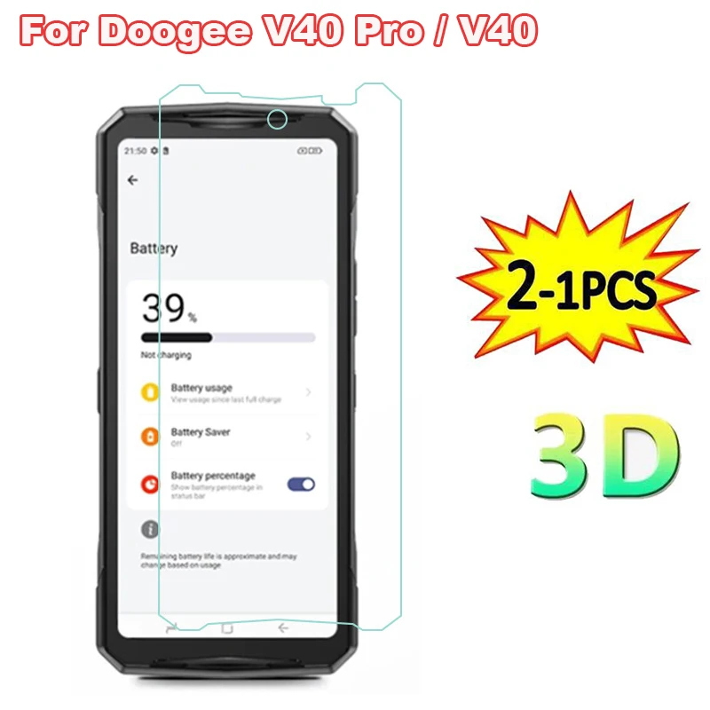 2-1PC Protective Glass on Doogee V40 Pro Tempered Glass Screen Protector Phone Film For Cristal Doogee V40 DoogeeV40 Phone Cover