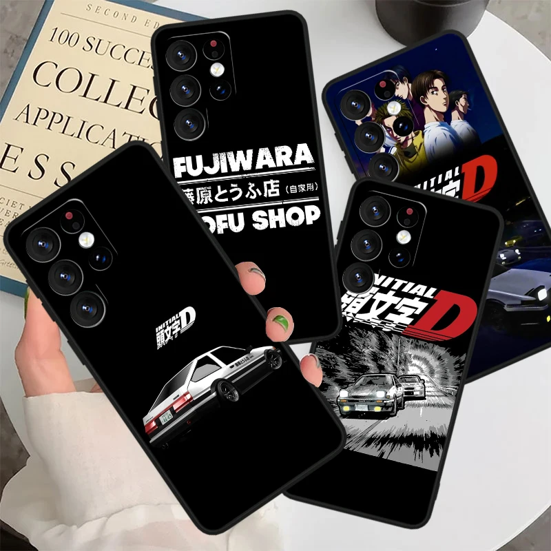 F-ujiwara Tofu Shop Initial-D For Samsung S24 S23 S22 S21 S20 FE S10e S10 S9 Ultra Plus Plus Soft Silicone Black Phone Case