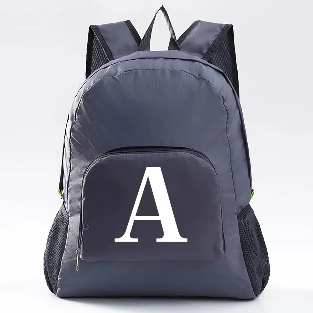 

Lightweight Packable Backpack Foldable White Letter Print Sport Bag for Men Women Ultralight Outdoor Folding Travel Daypack Bags