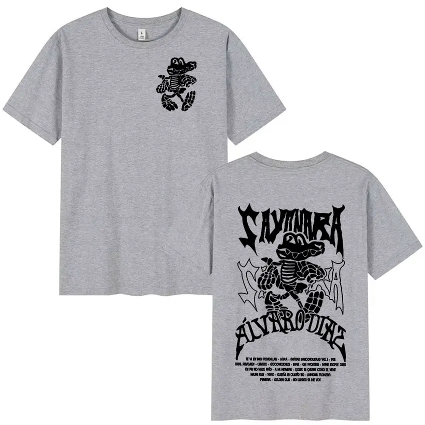 مغني الراب ألفارو دياز سايونارا 2025 ألبوم تي شيرت مطبوع الرجال النساء ريترو عالية الجودة موضة تي شيرت عادية ملابس علوية من القطن تي شيرت