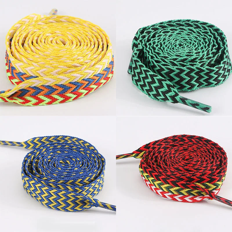 1Pair Flat Shoelaces for Sneakers Wavy Shoe Laces Women Men Shoelace 1.5cm Width Trend Shoe Lace Rope Shoes Strings