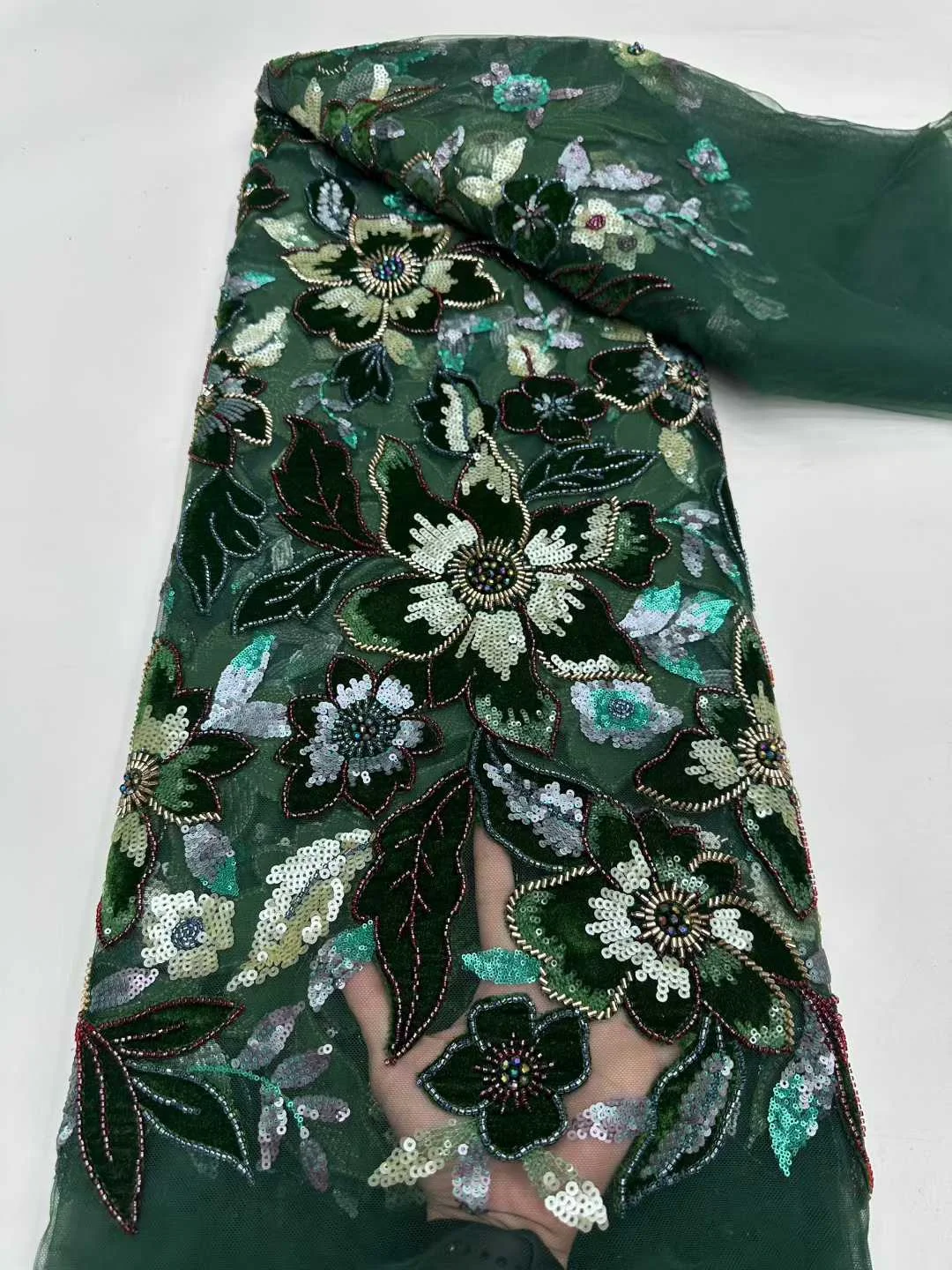 Afrikanischer Perlen-Spitzenstoff, 2025, hochwertige Spitze, 5 Yards, französischer nigerianischer Bräutigam, Pailletten-Spitzenstoffe für Hochzeit, Party, Kleid, Nähen