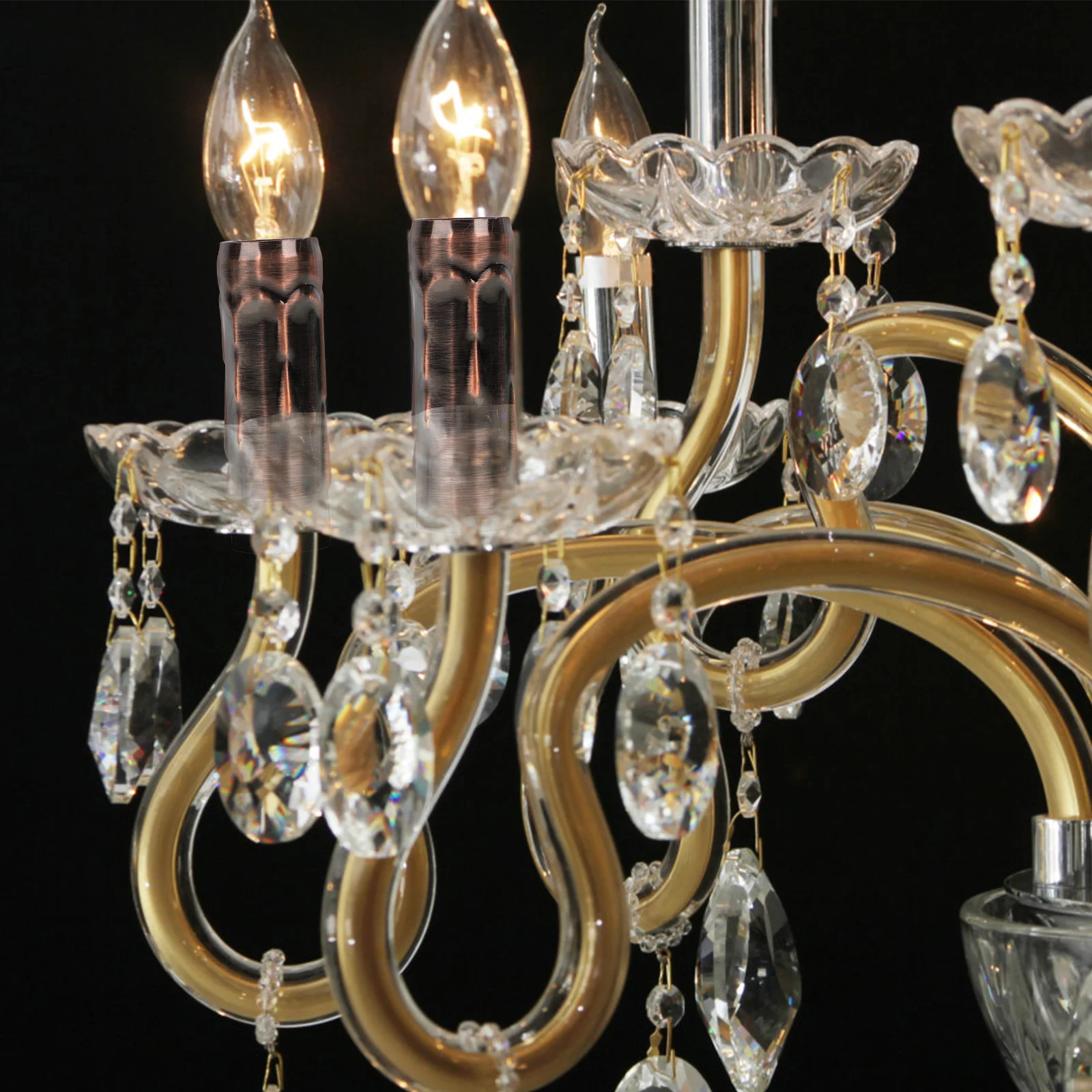 

6pcs Tear Pattern Lamp Holder Sleeves Iron Made Chandelier Tube Heat Resistant Diy Lighting Decor Bulb Cover Light Accessories