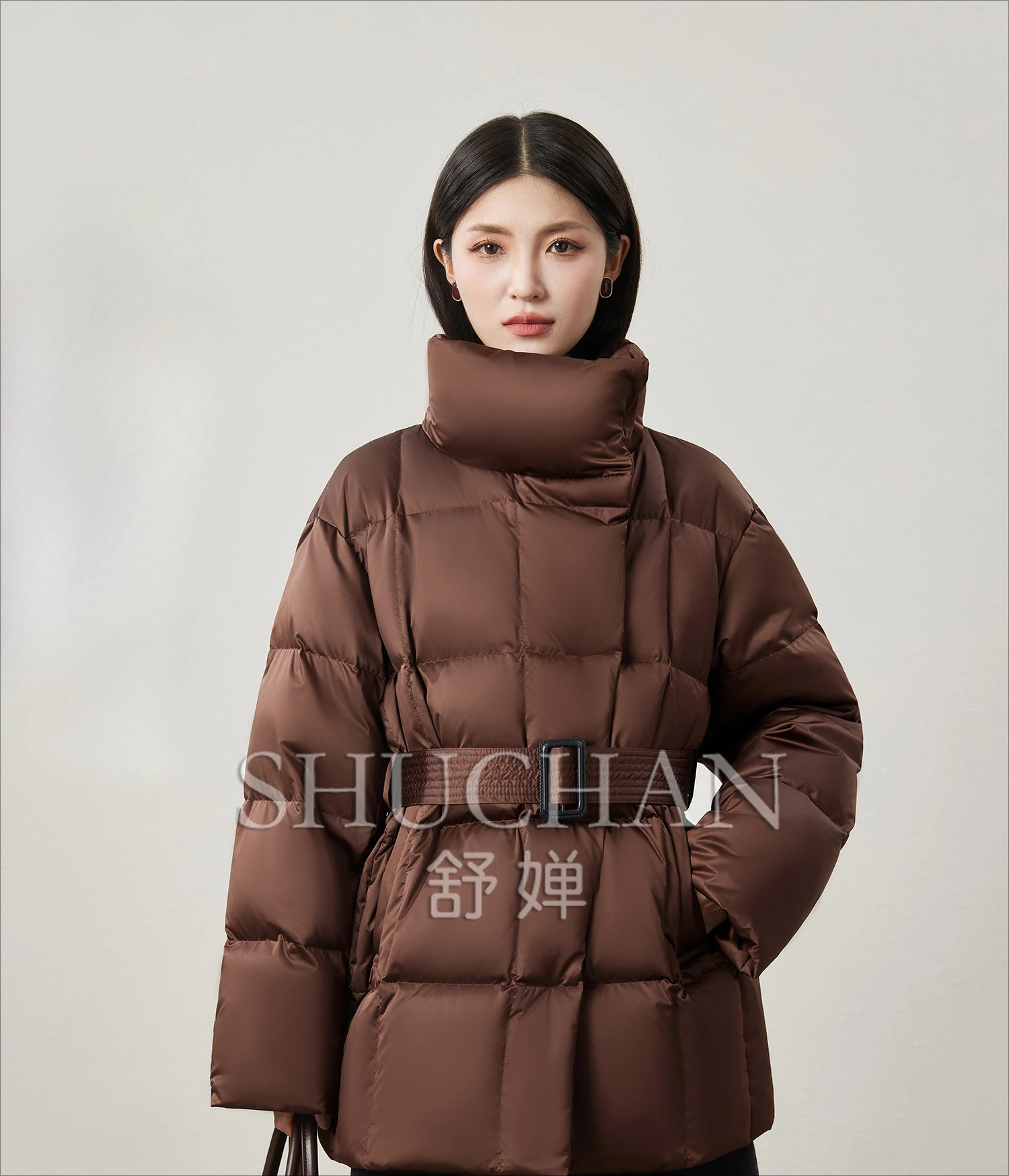 

90 White Duck Down Windproof One-piece Neckline, Satin Casacos De Inverno Feminino Puffer Jacket Women Coat