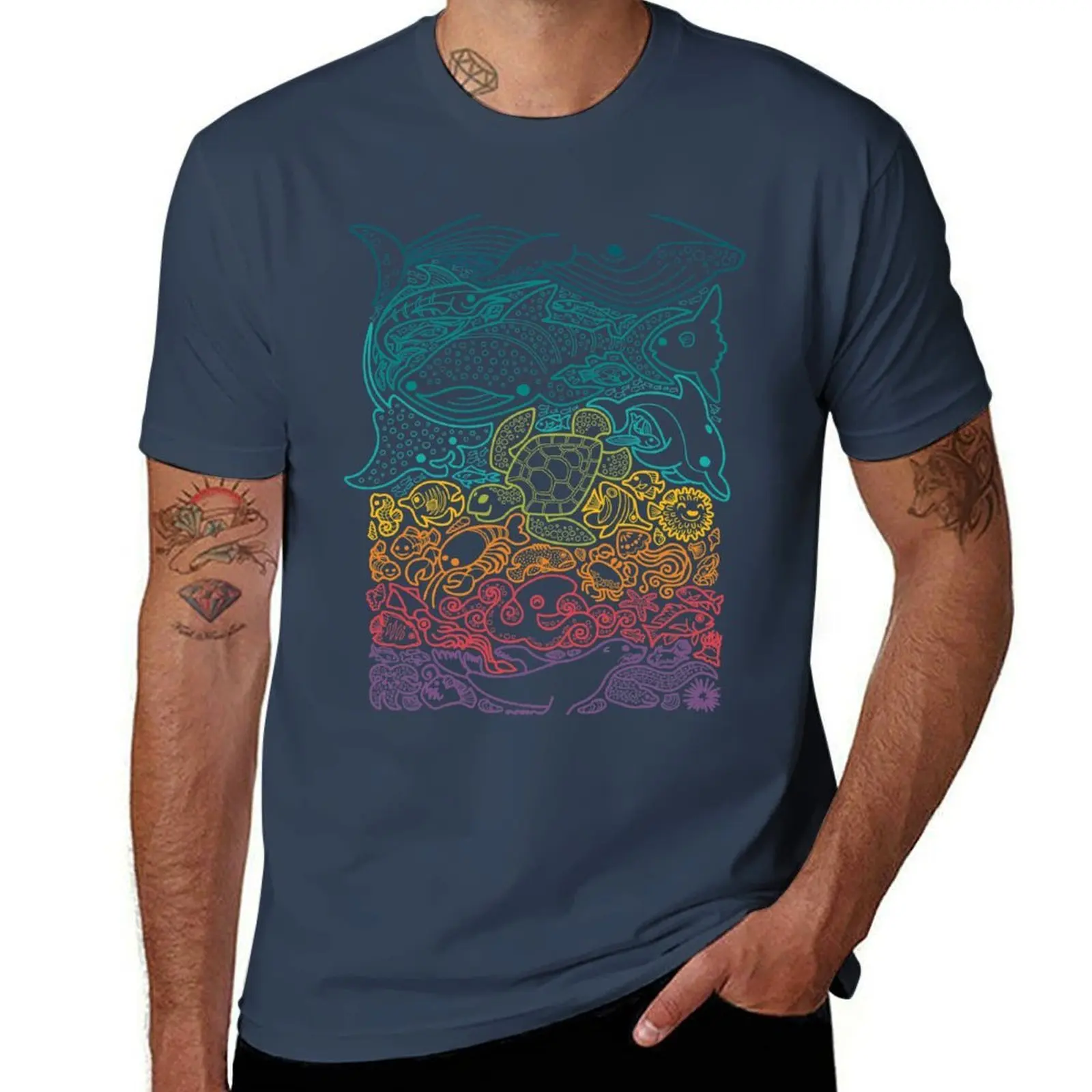 

Aquatic Spectrum : Outline T-Shirt man t shirts for men t shirts for man graphic vintage T-Shirt