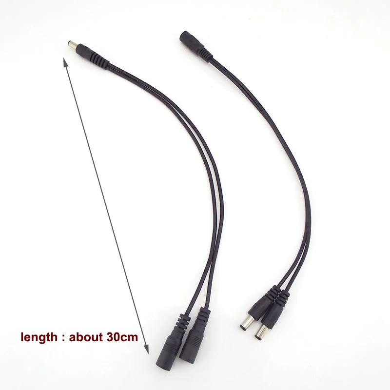 2 way DC Power adapter Cable 5.5mmx2.1mm 1 male to 2 female 2 Male Splitter connector Plug extension for CCTV LED strip light o1