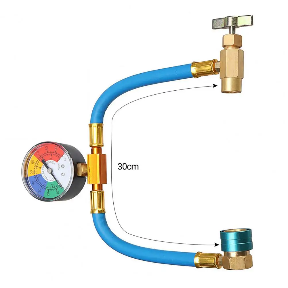 Manguera de recarga para coche, accesorio resistente a alta presión con manómetro R1234YF, manguera de carga para aire acondicionado automático