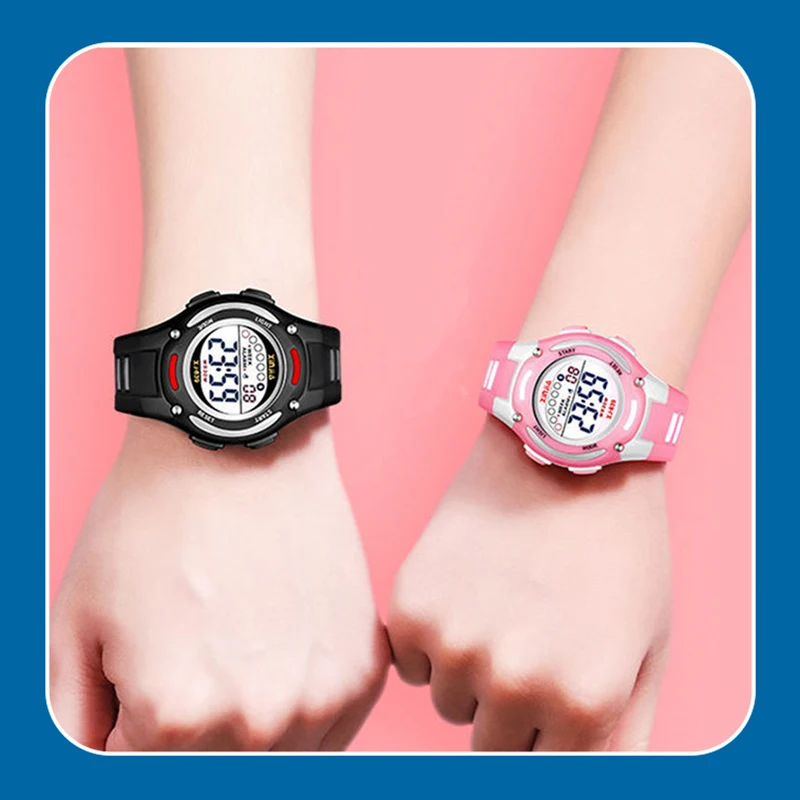 Montre de sport pour filles et garçons, horloge pour écoliers, affichage noctilucent, alarme, semaine, mode