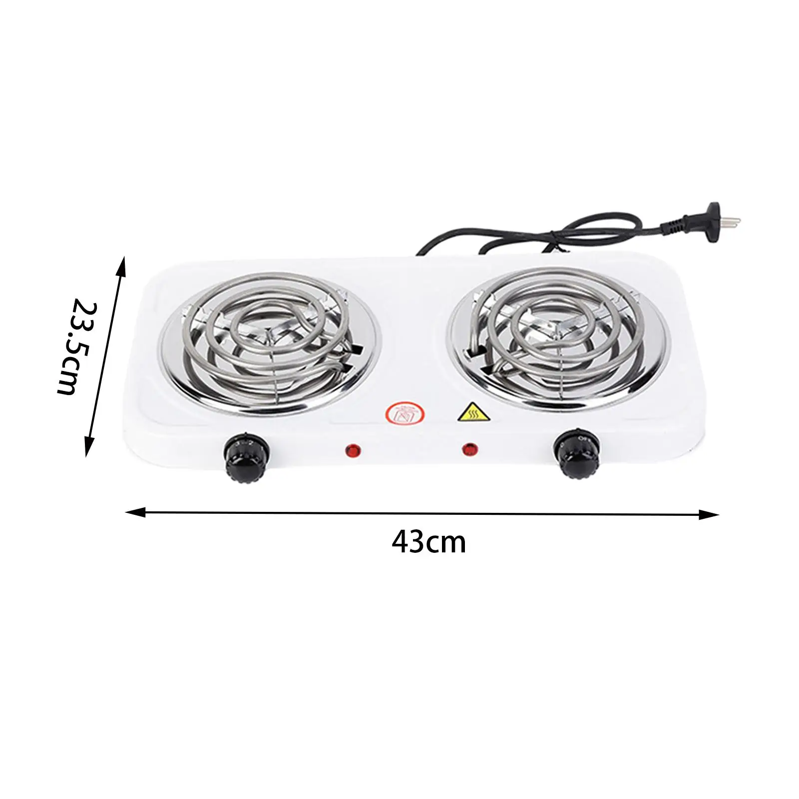 Double Burner Cooktop Power Indicator Lights 2000W Electric Cooktop