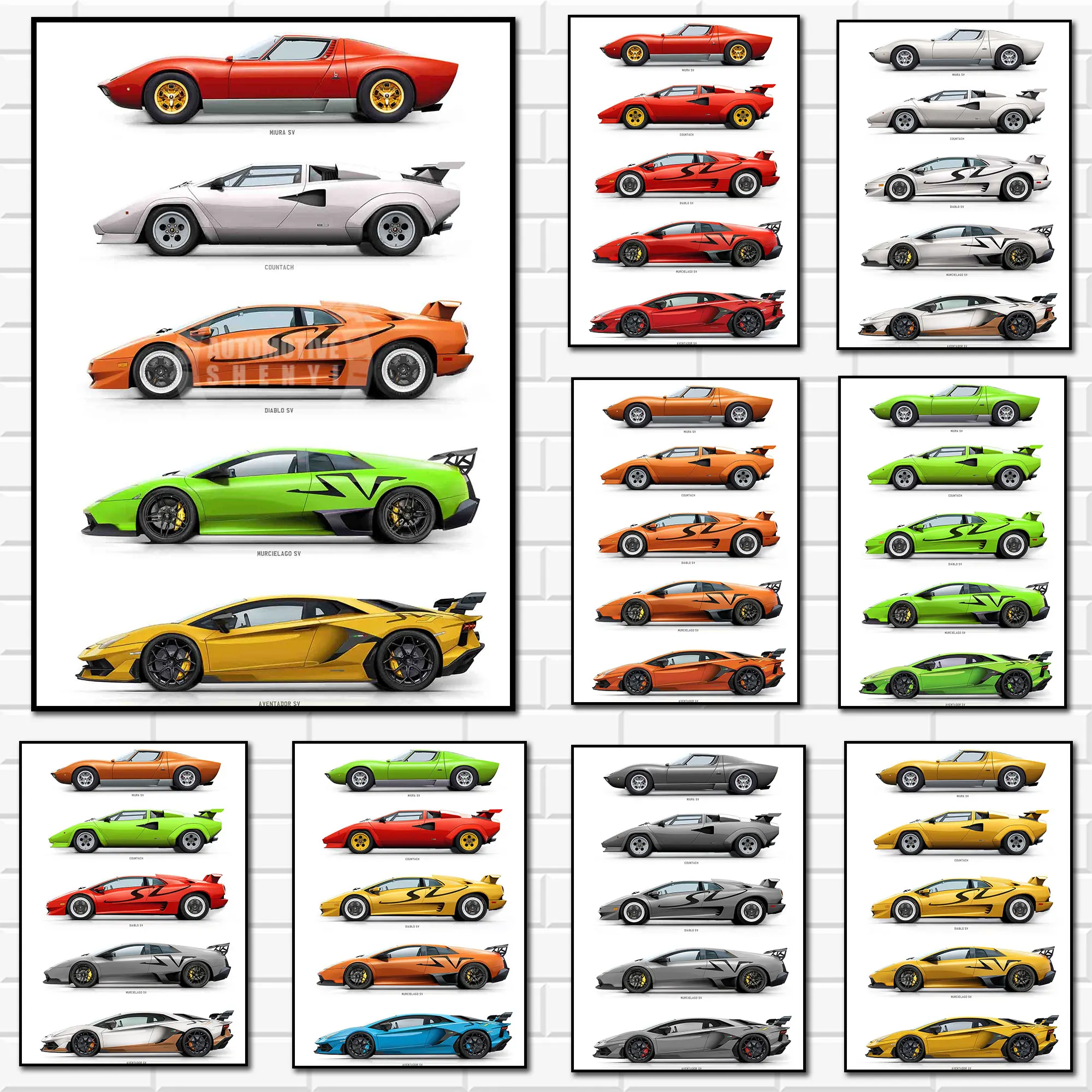 

Car Evolution Super Sport Racing Car Canvas Painting Print Poster Home Decor Wall Picture For Living Room Frameless