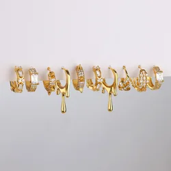 Cubic Zironia Hoop Earrings for Women Gold Color Stainless Steel Earrings 2024 Trend New in Aesthetic Couple Ear Jewelry aretes