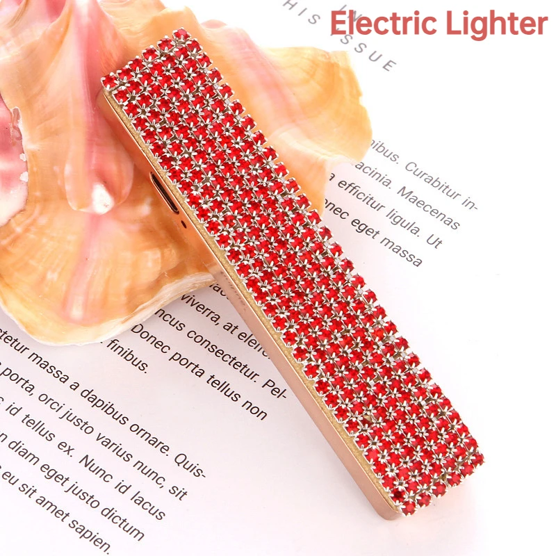 New Gorgeous Diamond Ladies USB Lighter Unusual Windproof Portable Tungsten Filament Smoking Accessories Gadgets Ladies Gifts