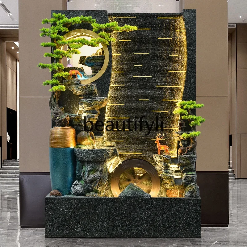 

Water curtain wall, running water screen, entrance, rockery, fountain, landscape courtyard, lucky feng shui wheel ornament07