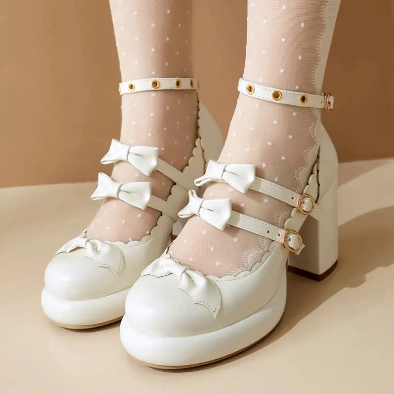 

Girseaby Sweet Janes, женские туфли-лодочки с круглым носком, на массивном каблуке, на платформе, с пряжкой и ремешком, с бантом, размер 41, 42, 43, повседневная обувь для девочек