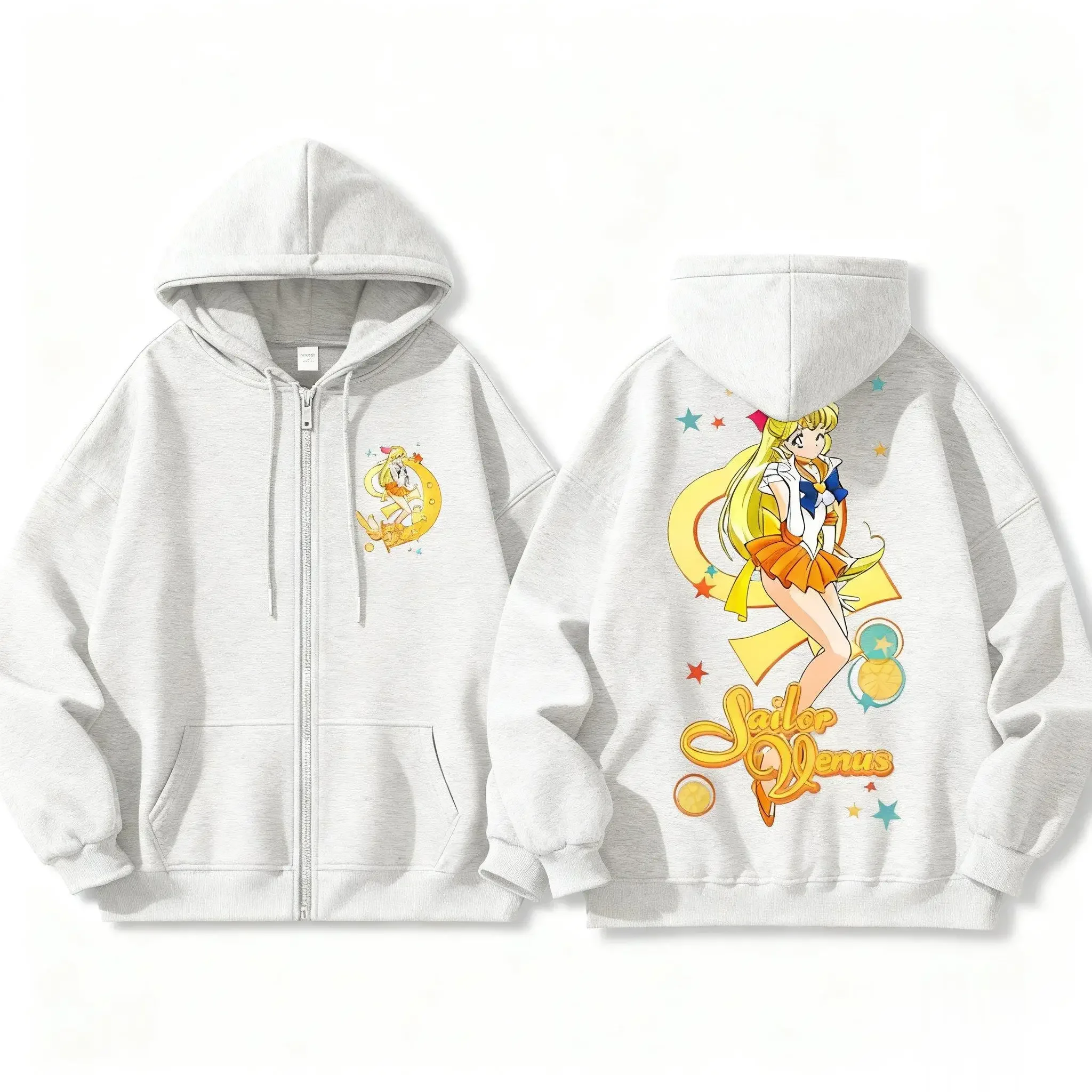 Tシャツ・アパレル 1990s Bandai Sailor Moon R Hooded Jacket 2026 New Streetwear Sailor Moon Anime Zipper Hoodie Jacket Men