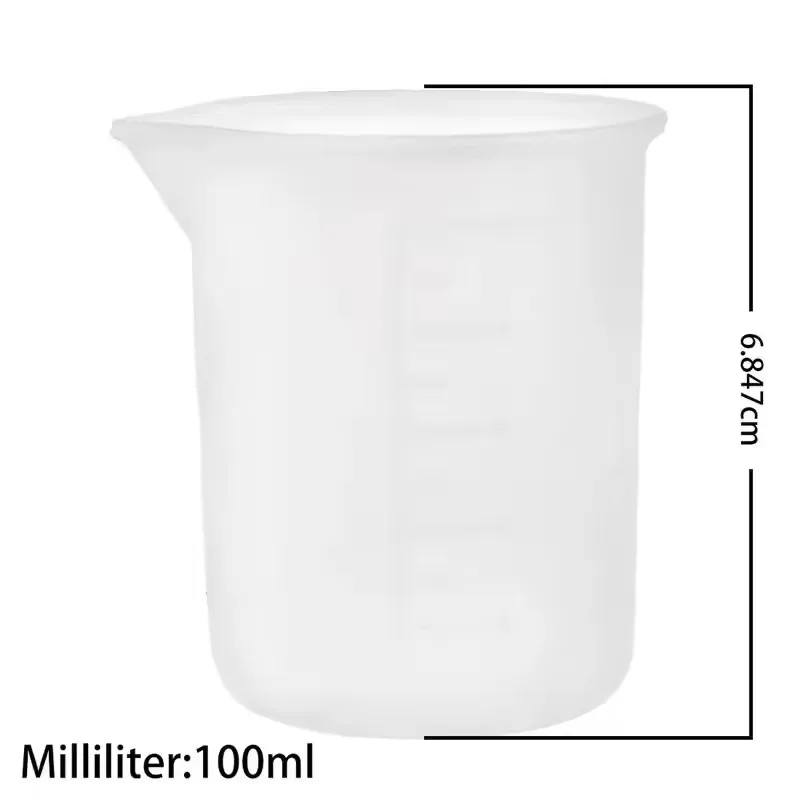 5 Stück 100ml Silikon-Messbecher Transparent mit Skala Lebensmittelechte Trennbecher DIY Kuchen Epoxidharz Schmuckherstellung Werkzeuge – Detail 3