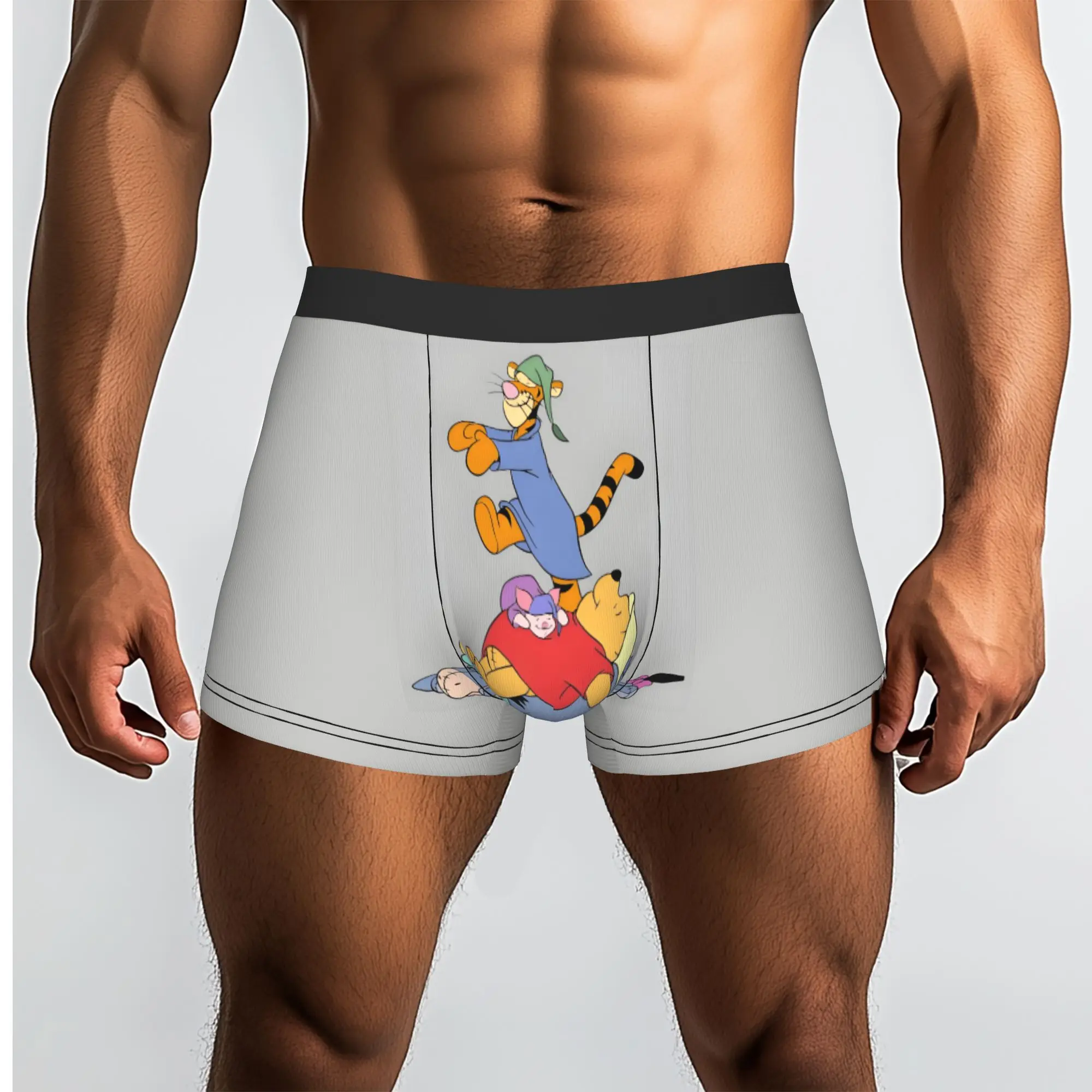 Customized My Friends Cartoon T-Tigger Pooh Underwear Male Print Cartoon Boxer Shorts Panties Briefs Breathable Underpants