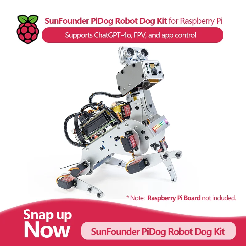 Robot Dog Kit for RPI, Supports ChatGPT-4o, FPV, and App Control (Pi Not Included), SunFounder Robot Dog