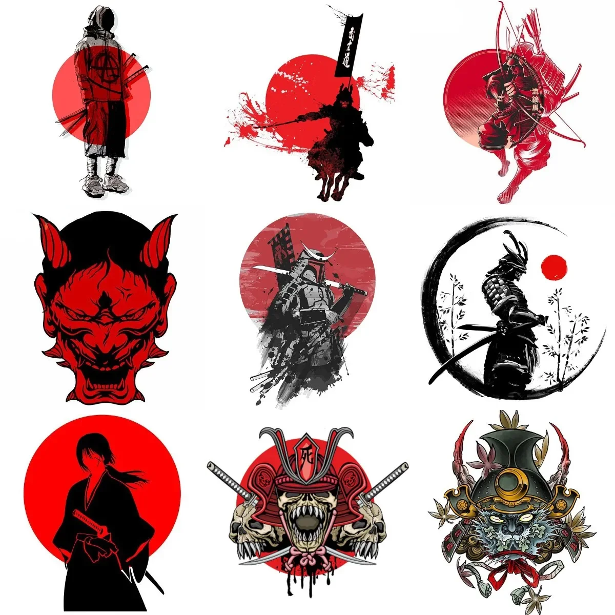 

Ghost Samurai Mask Warrior Waterproof Stickers for Decorate Motorcycle Camper Van Bike Wall Laptop Car Truck Customizable