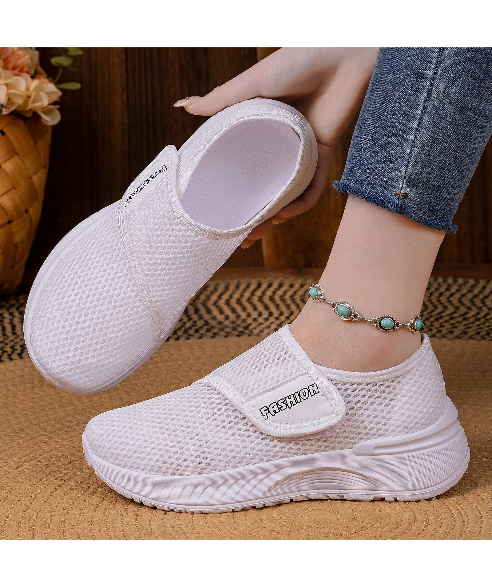 Damen Frühling Neue Vielseitige Atmungsaktive Klettverschluss-Wanderschuhe mit Weicher Sohle, Ermüdungsfrei, Größen 36-43 – Detail 12