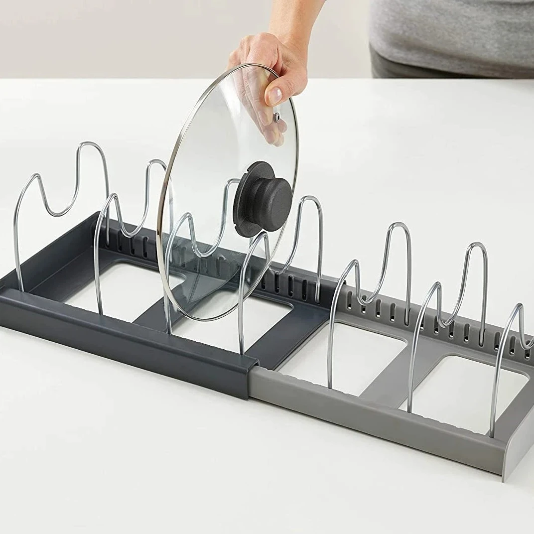 Hot New Pot Lid Storage Rack Cabinet Drawer Cookware Organizer Kitchen Space Saving Shelf Accessory